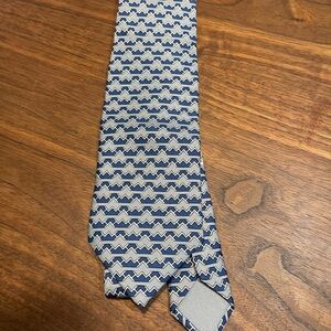 Men’s Hermes necktie Blue and Gray Patterned designer corporate